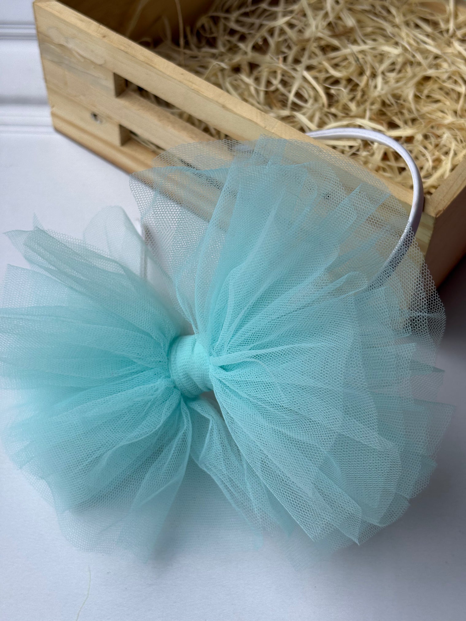 Powder Blue Flower Bow Hairband