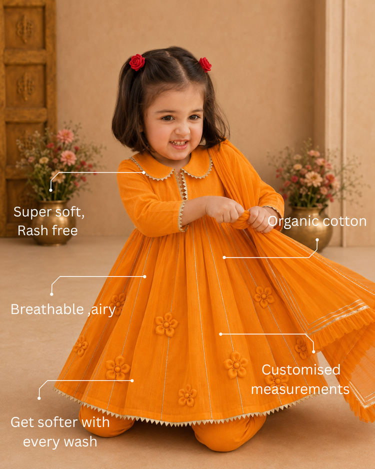 Orange Anarkali Set