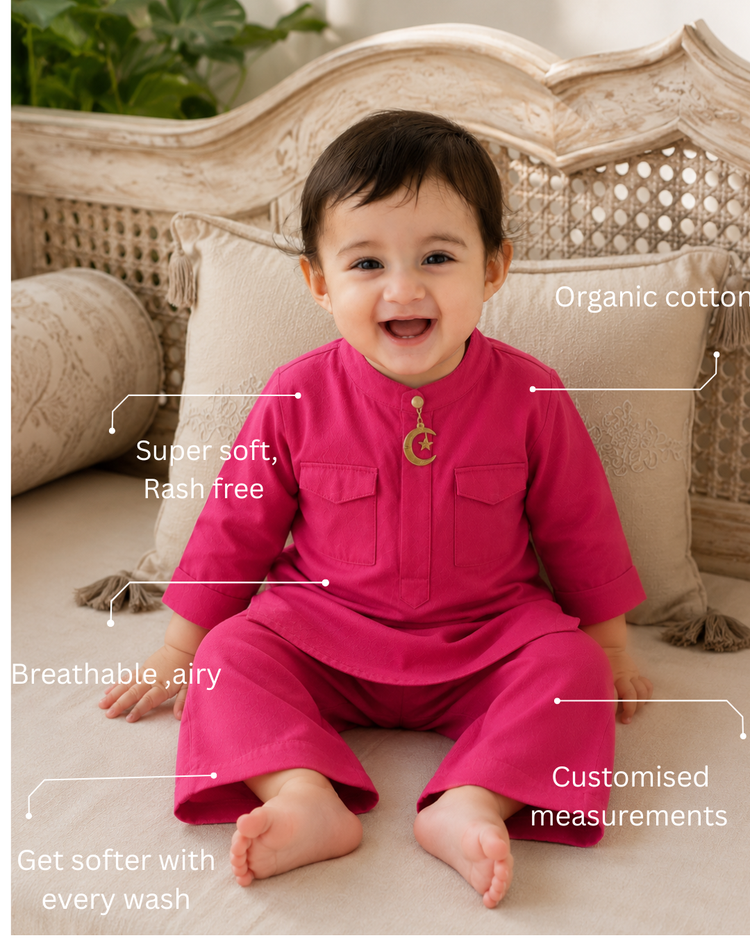 Fuchsia Moon-Star Oversized Kurta Set