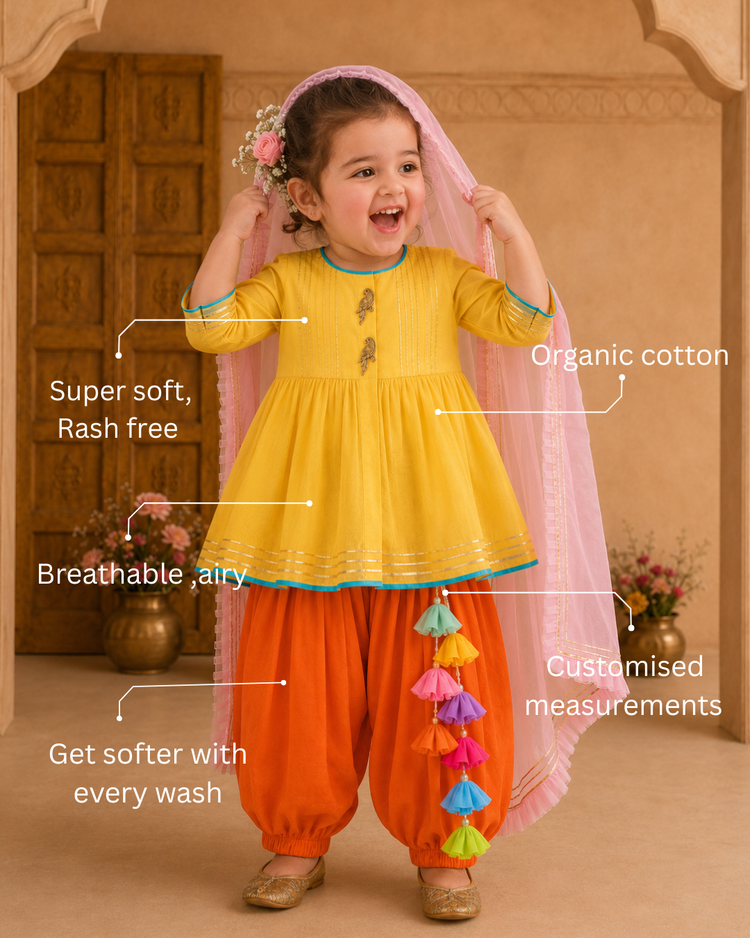 Yellow Parrot Patiala Salwar Set