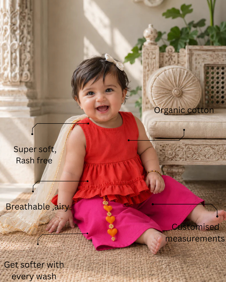 Red Pink Palazzo Set