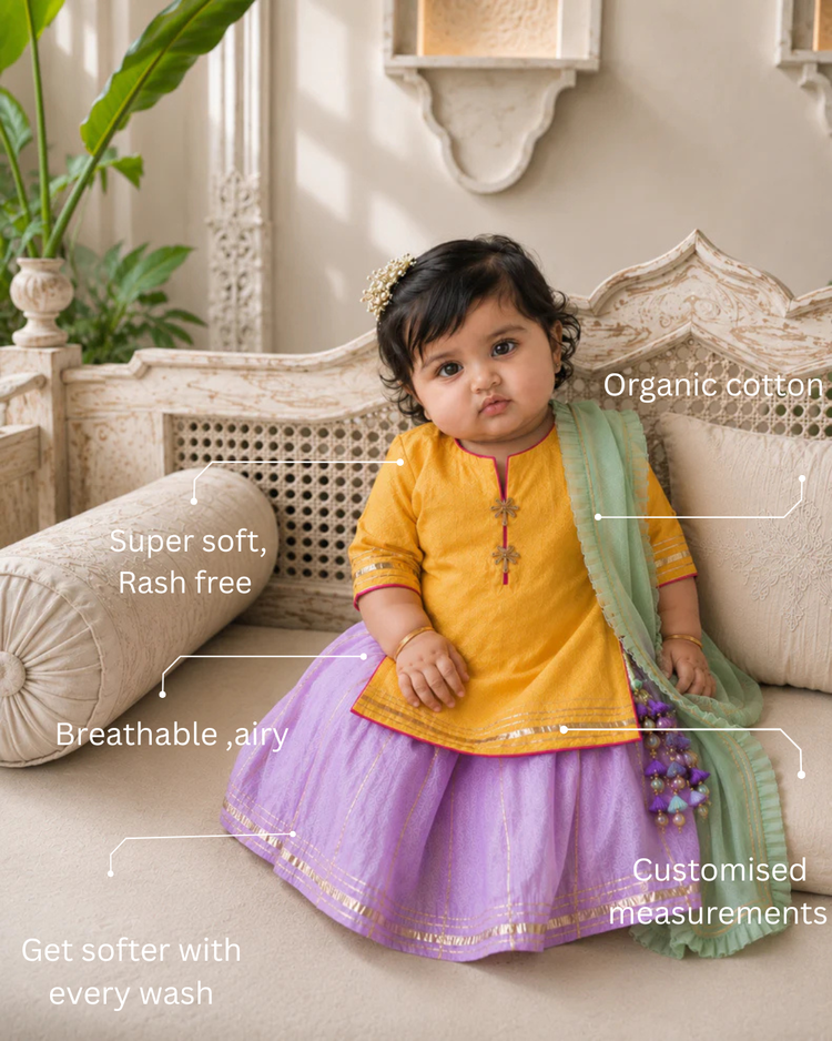 Light Orange Lilac Lehenga Set