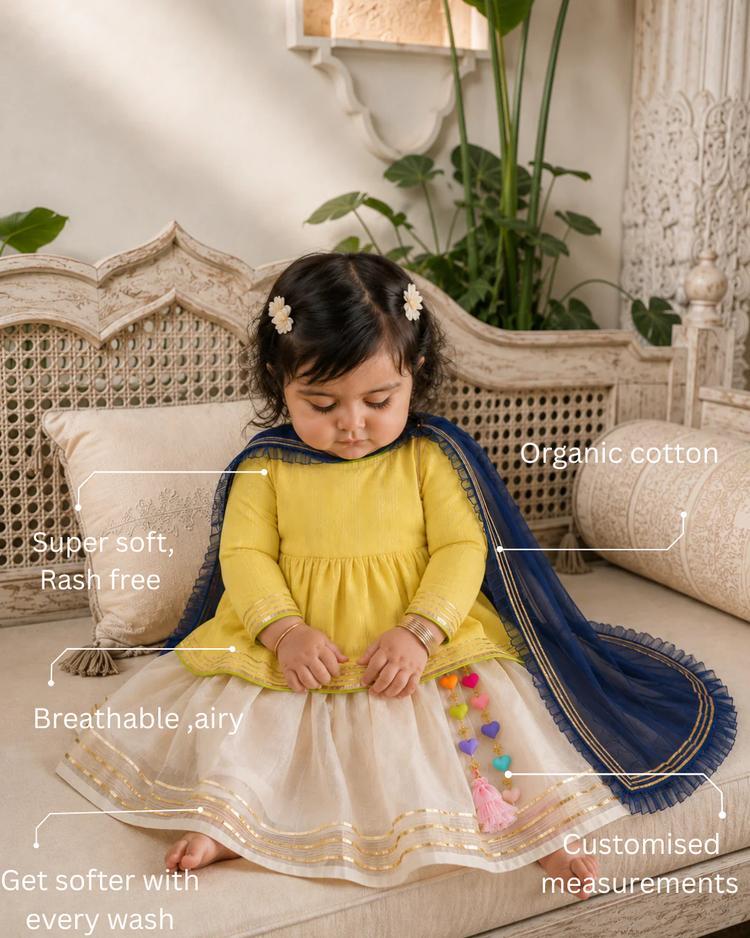 Yellow Peplum Lehenga Set