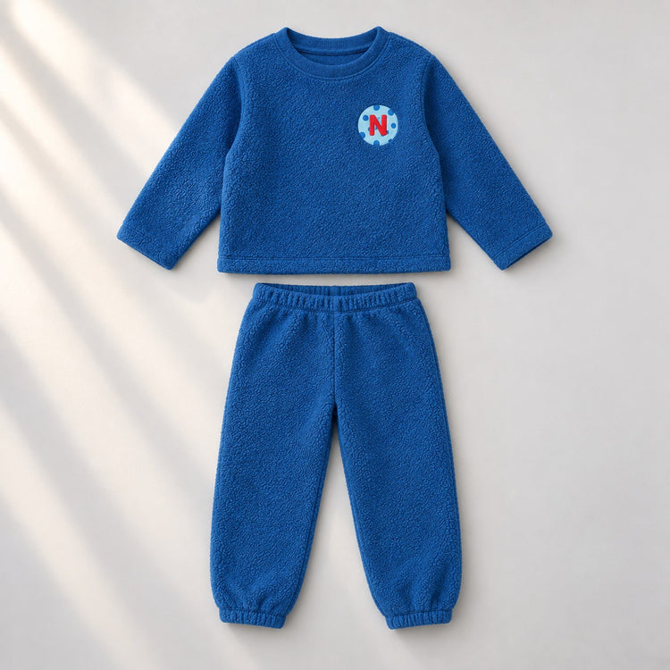 Cobalt Blue Varsity Fleece Set top and bottom by Anaario