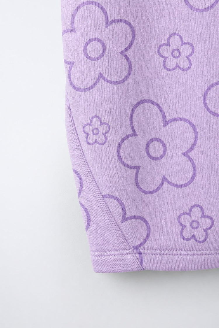 Lavender Flowers Hooded Barrel Pant Set flat lay by Anaario