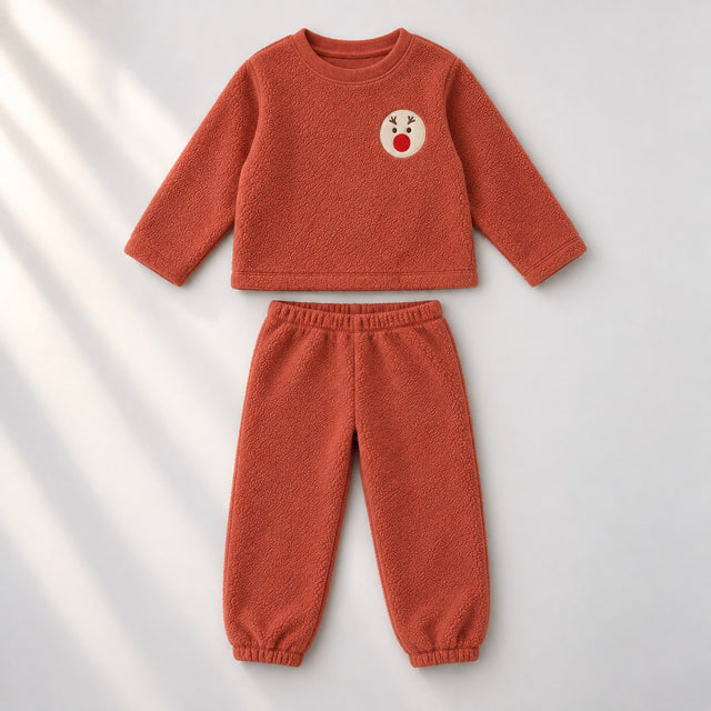 Rust Reindeer Fleece Set top and bottom by Anaario