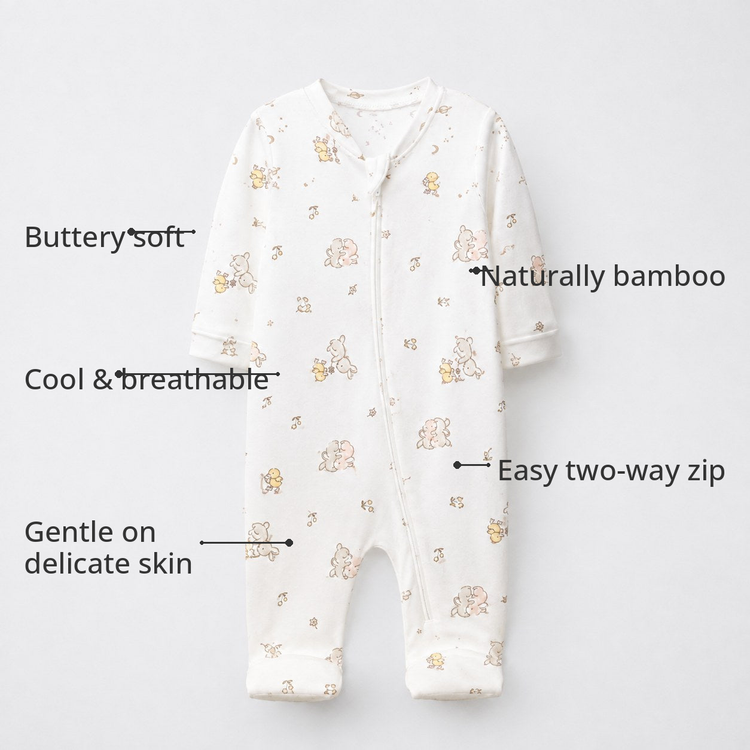 Cloud Koala Bamboo Baby Sleepsuit – Zip Romper Onesie Combo – features