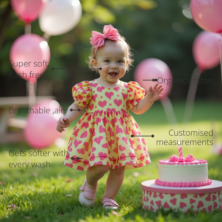 Anaario Magnifique Rapunzel Dress features - organic cotton, super soft and rash free, breathable, gets softer with every wash, customised measurements