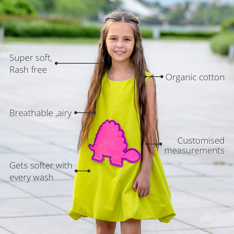 Anaario Summer Daze Dress features - organic cotton, super soft and rash free, breathable, gets softer with every wash, customised measurements