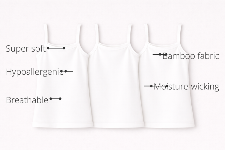 Anaario Girls Sleeveless Bamboo Vest (Pack of 3) features - bamboo fabric, super soft, hypoallergenic, breathable, moisture-wicking