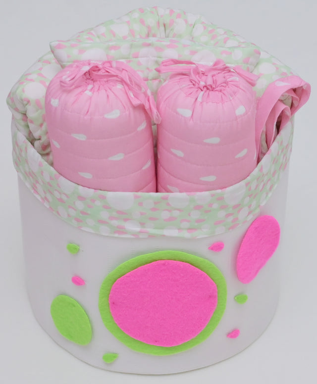 Anaario Snuggles and Cuddles baby blanket gift bundle, ivory and rose poppy raindrops print