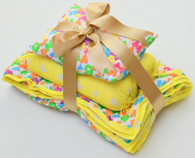 Anaario Snuggles and Cuddles baby blanket gift bundle, multicoloured neon alphabet print