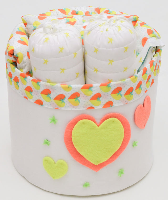 Anaario Snuggles and Cuddles baby blanket gift bundle, orange and yellow hearts print