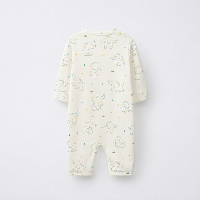 Baby Elephant bamboo cotton baby sleepsuit — two-way zip romper onesie