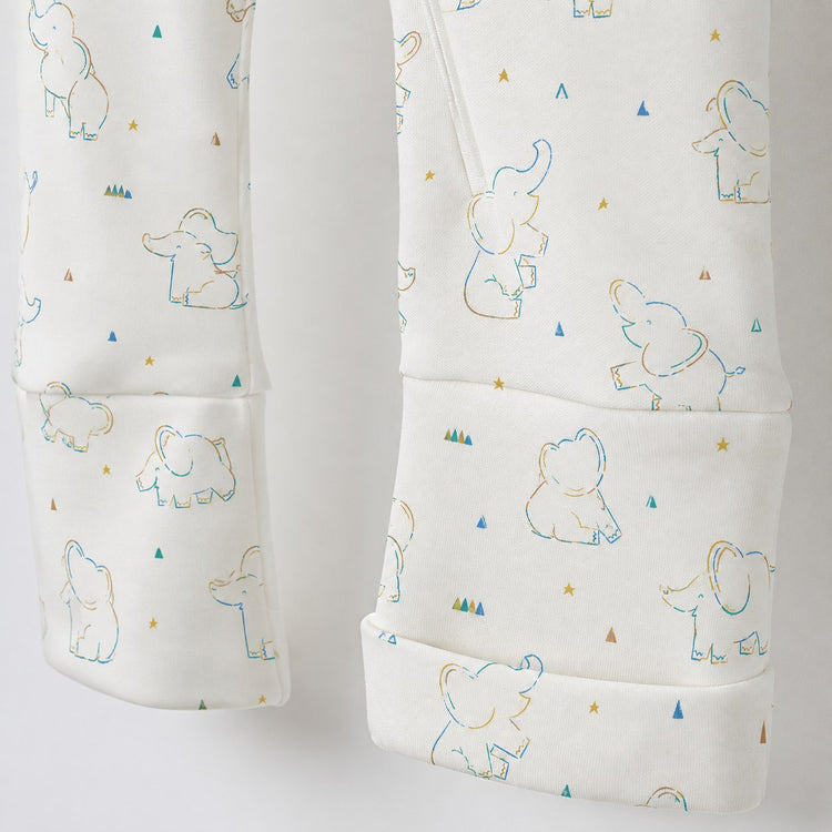 Baby Elephant bamboo cotton baby sleepsuit — bamboo cotton onesie romper flatlay