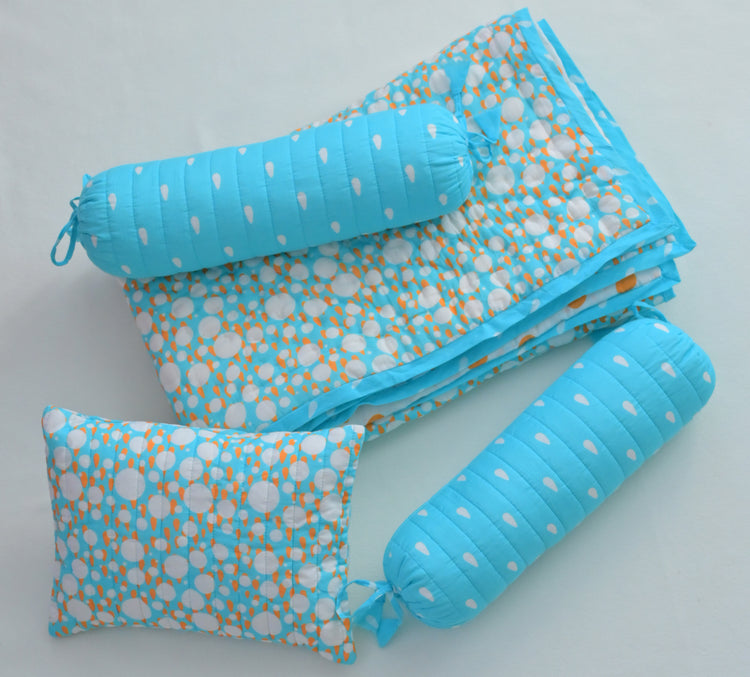 Snuggles and Cuddles Baby Blanket Gift Bundle (Ivory and Tangerine Poppy raindrops)