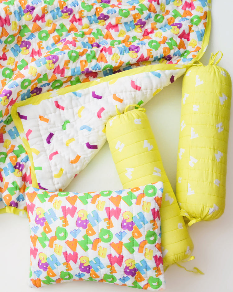 Snuggles and Cuddles Baby Blanket Gift Bundle (Multicoloured neon alphabets)