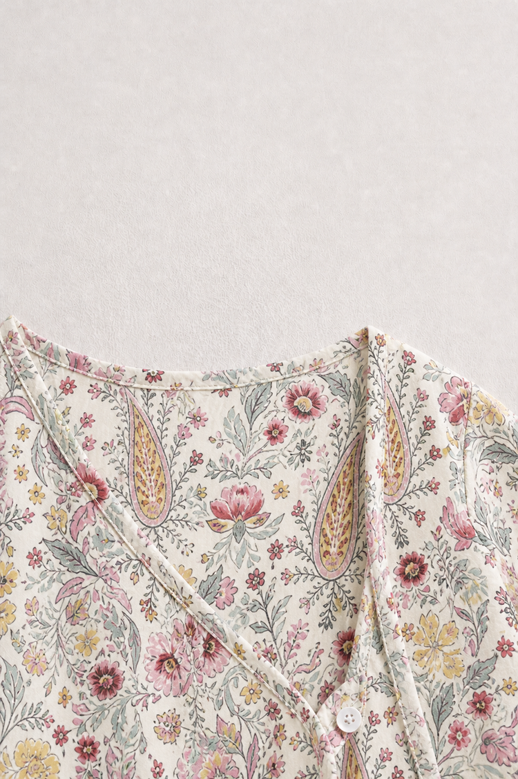 Baby wearing Anaario Vintage Floral Paisley Wrap co-ord set, newborn to 24 months