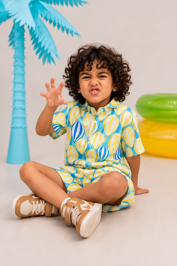 Boy wearing Anaario Balloon Sky Shorts