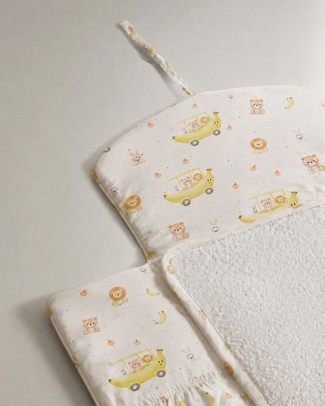 Banana bamboo baby changing mat — banana print, soft bamboo cotton