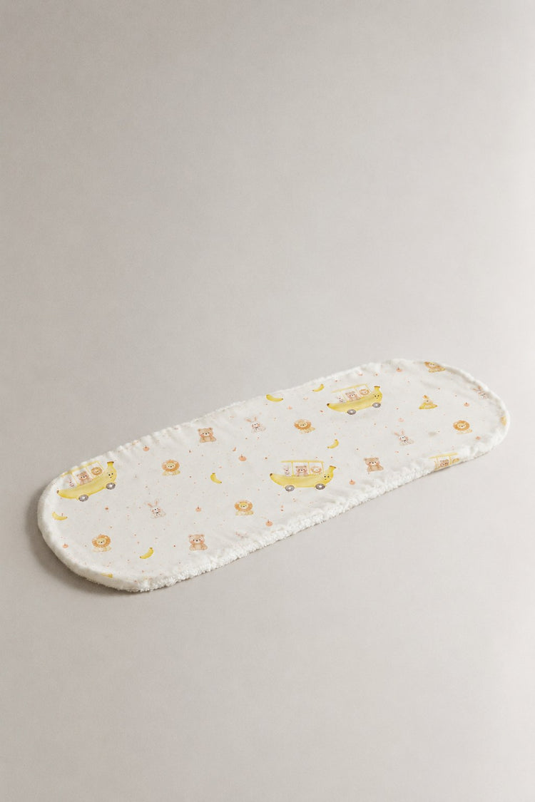Banana bamboo baby burp cloth — absorbent sherpa backing