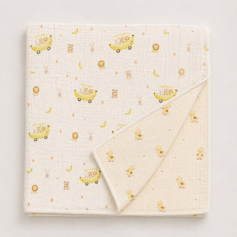 Banana bamboo baby quilt — banana print, soft bamboo cotton