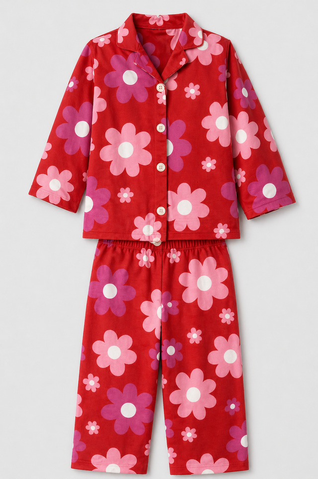 Girl wearing Anaario Bloom Pop Night Suit