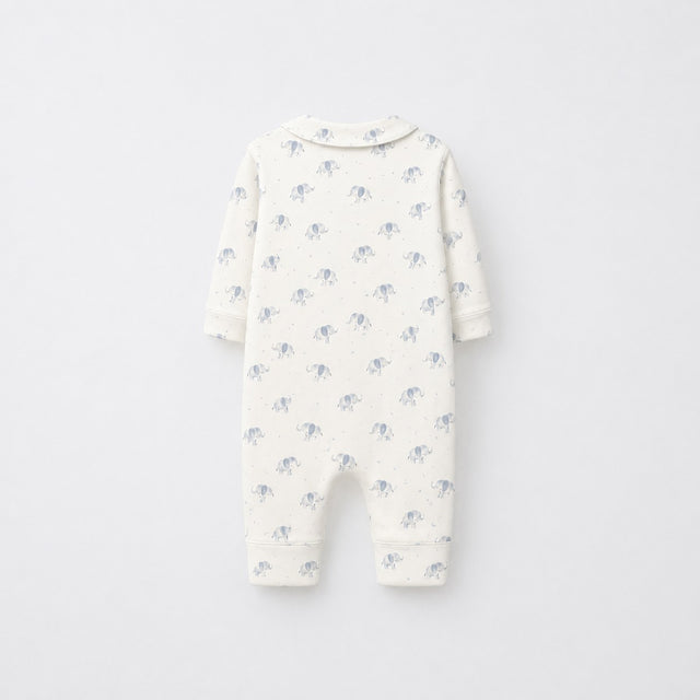 Blue Elephant bamboo cotton baby sleepsuit — two-way zip romper onesie