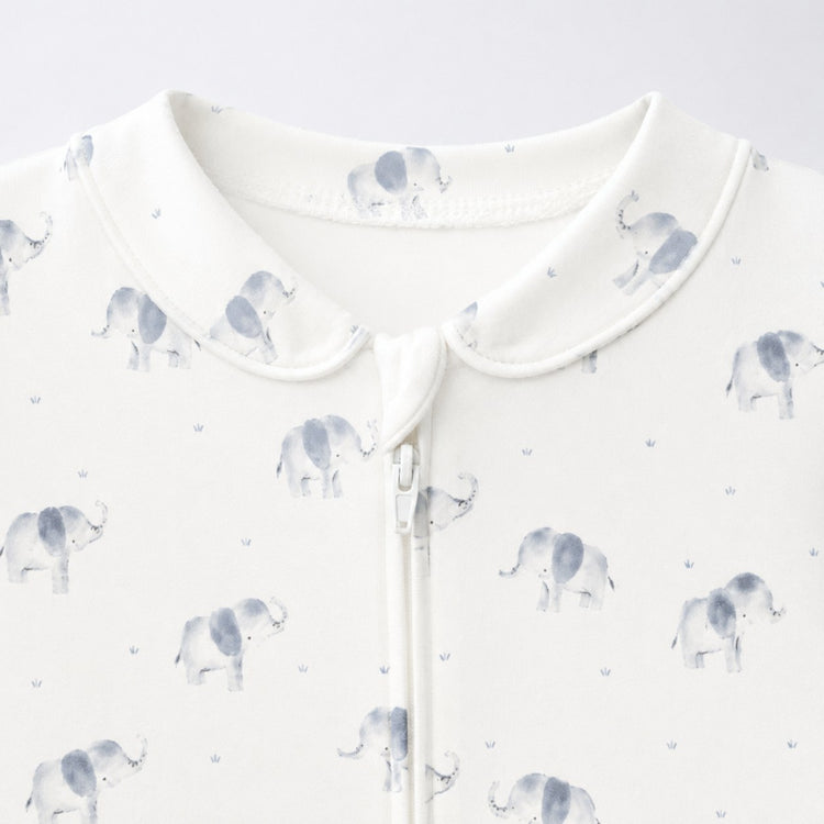 Blue Elephant bamboo cotton baby sleepsuit — footed zip-front sleepsuit, onesie romper