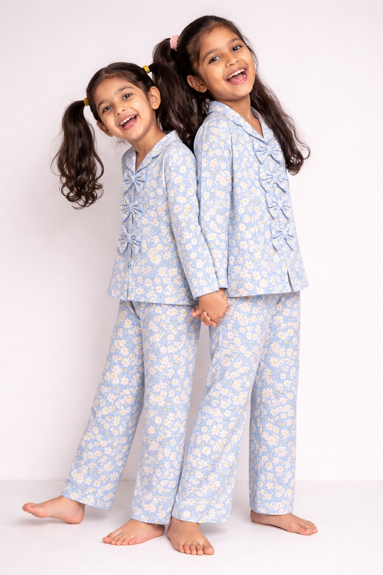 Girl wearing Anaario Bluebell Daisy Night Suit