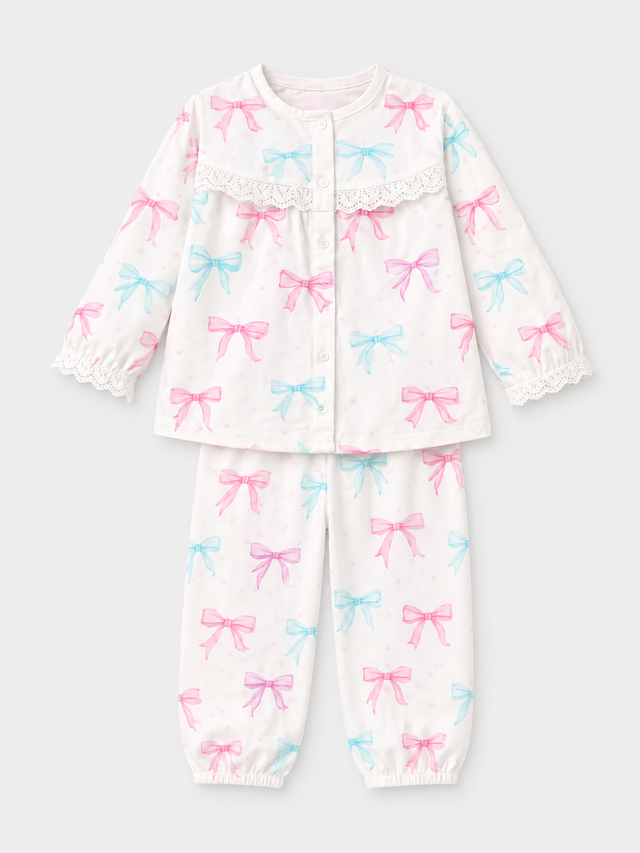 Girl wearing Anaario Bow Bliss Night Suit