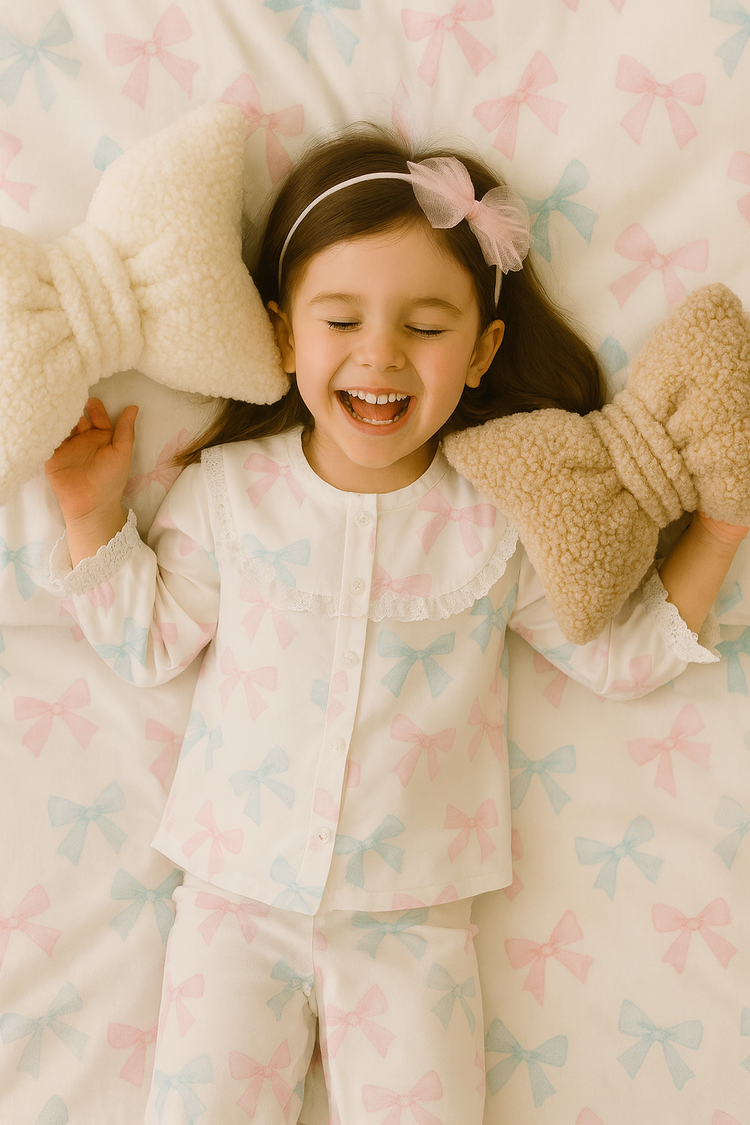 Anaario bow-shaped fleece cushion for kids
