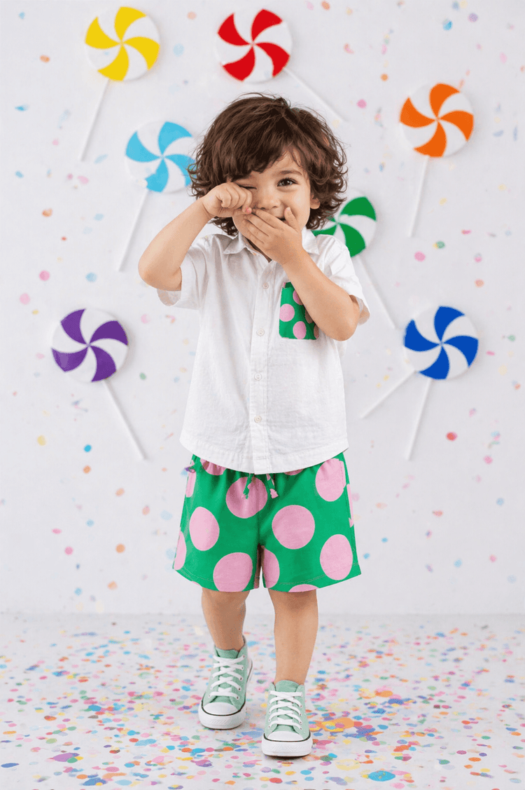 Boy wearing Anaario Candy Pop Pocket Shirt Set