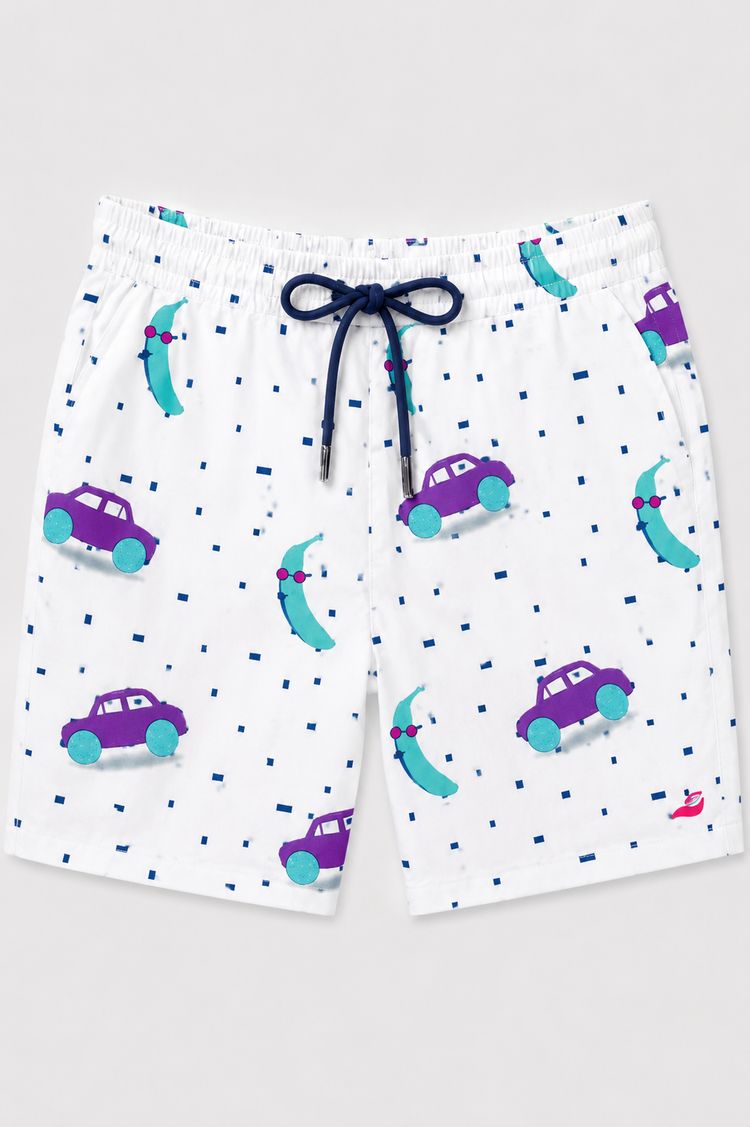 Boy wearing Anaario Car Print Shorts