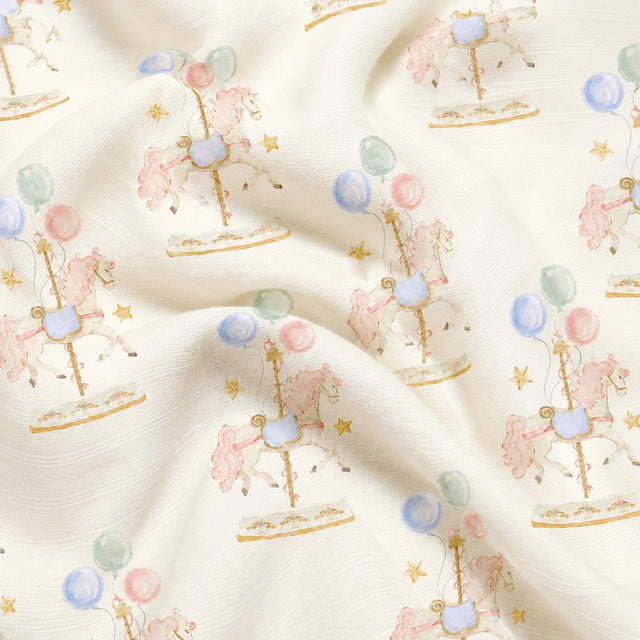 Carousel bamboo baby quilt — carousel print, soft bamboo cotton
