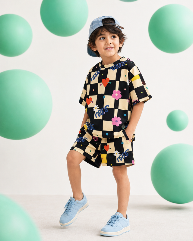 Boy wearing Anaario Check Mate Co-ord Set