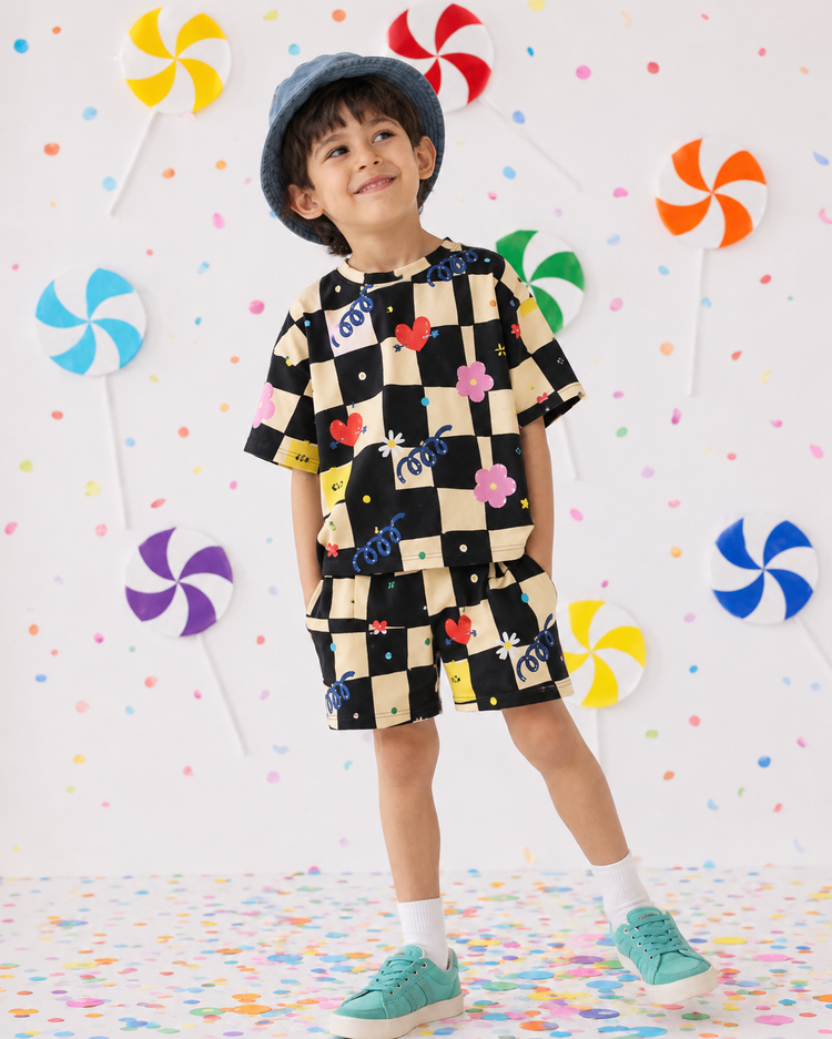 Boy wearing Anaario Check Mate Co-ord Set