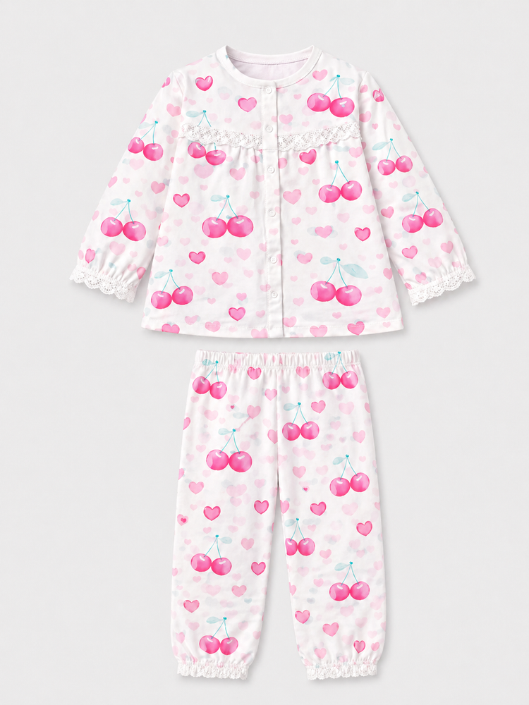 Girl wearing Anaario Cherry Heart Night Suit