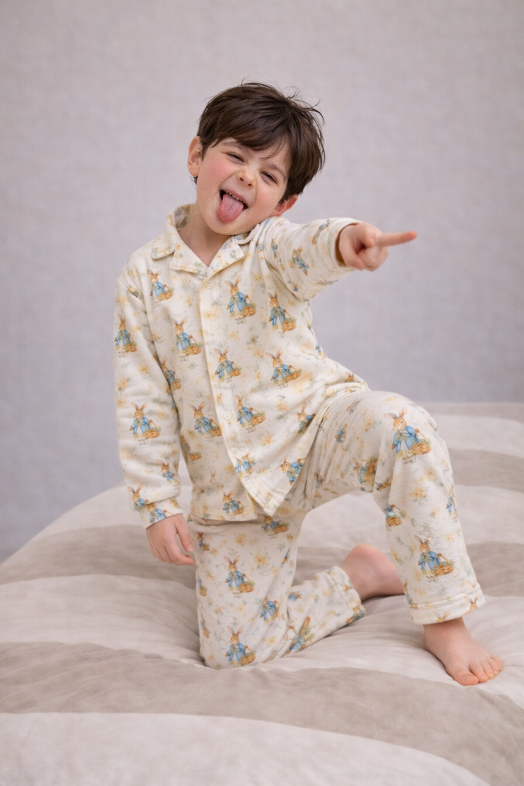 Girl wearing Anaario Classic Bunnies Night Suit