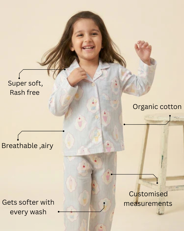 Girl wearing Anaario Cupcakes and Icecream Night Suit