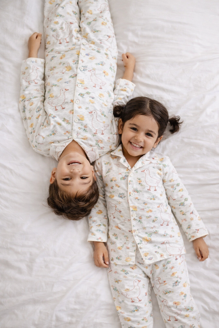 Girl wearing Anaario Ducks and Mouse Night Suit
