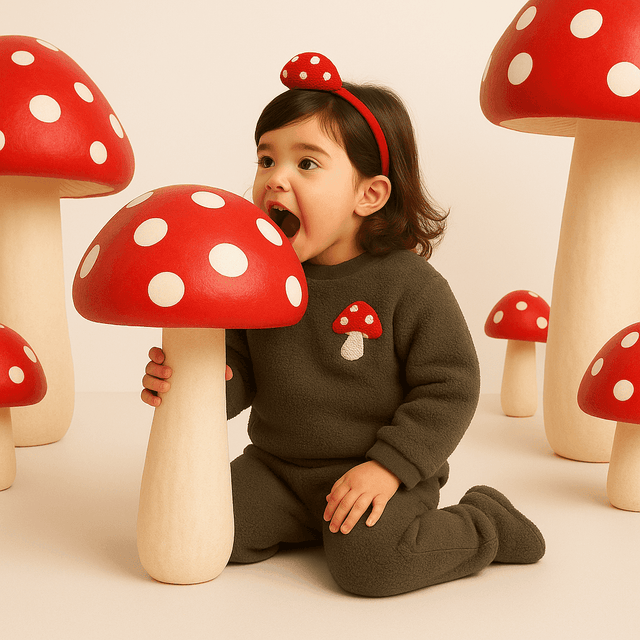 Brown Mushroom Fleece Set