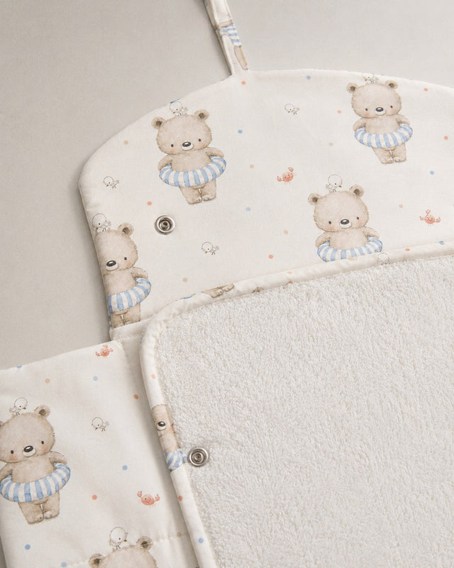 Floater Teddy bamboo baby changing mat — floater teddy print, soft bamboo cotton