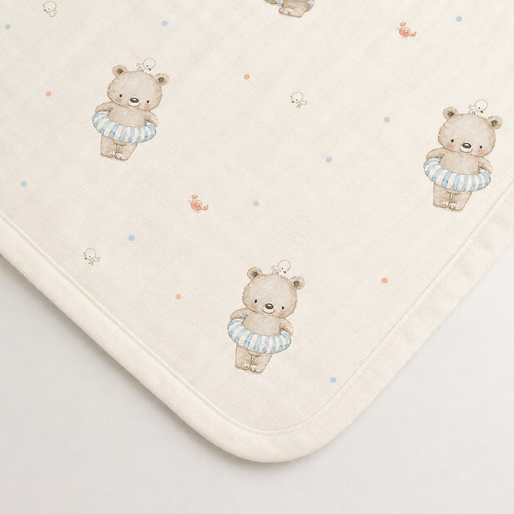 Floater Teddy bamboo baby quilt — floater teddy print, soft bamboo cotton