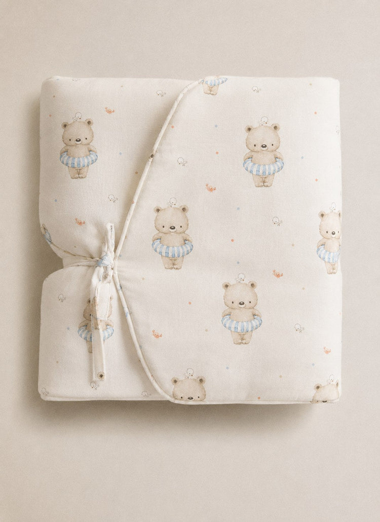 Floater Teddy bamboo baby changing mat — floater teddy print, soft bamboo cotton