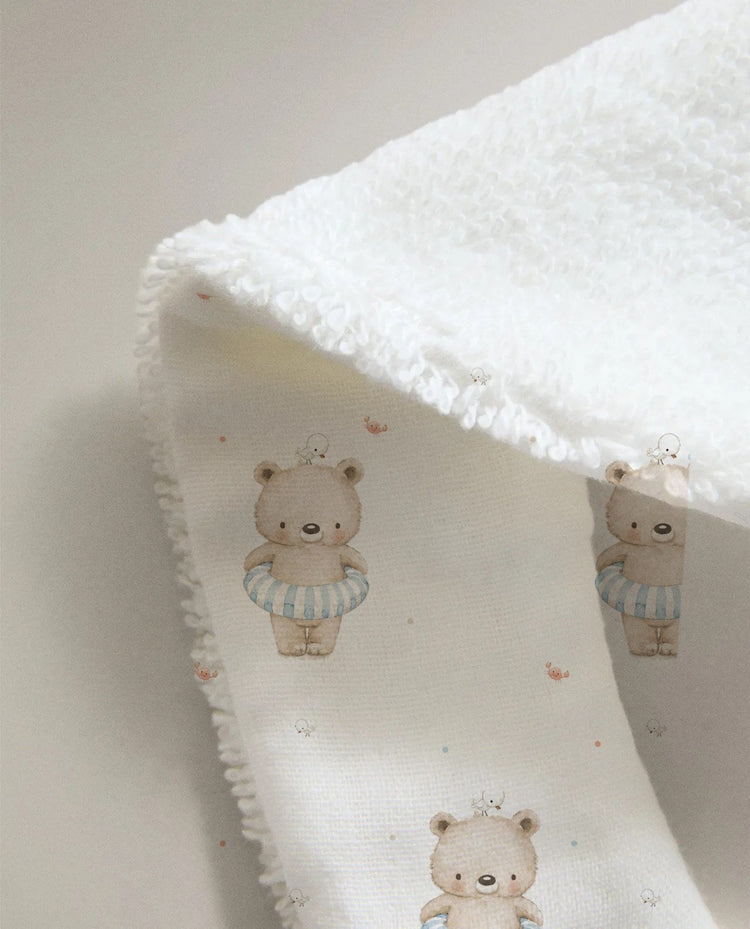 Floater Teddy bamboo baby bib — floater teddy print, soft bamboo cotton