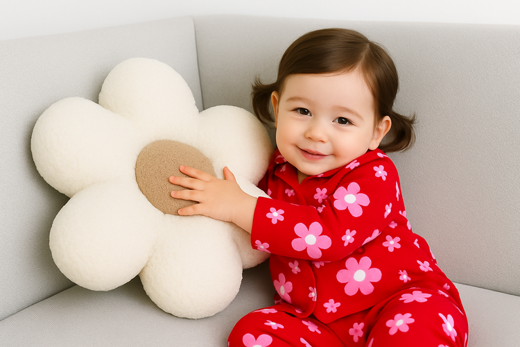 Anaario flower-shaped fleece cushion for kids