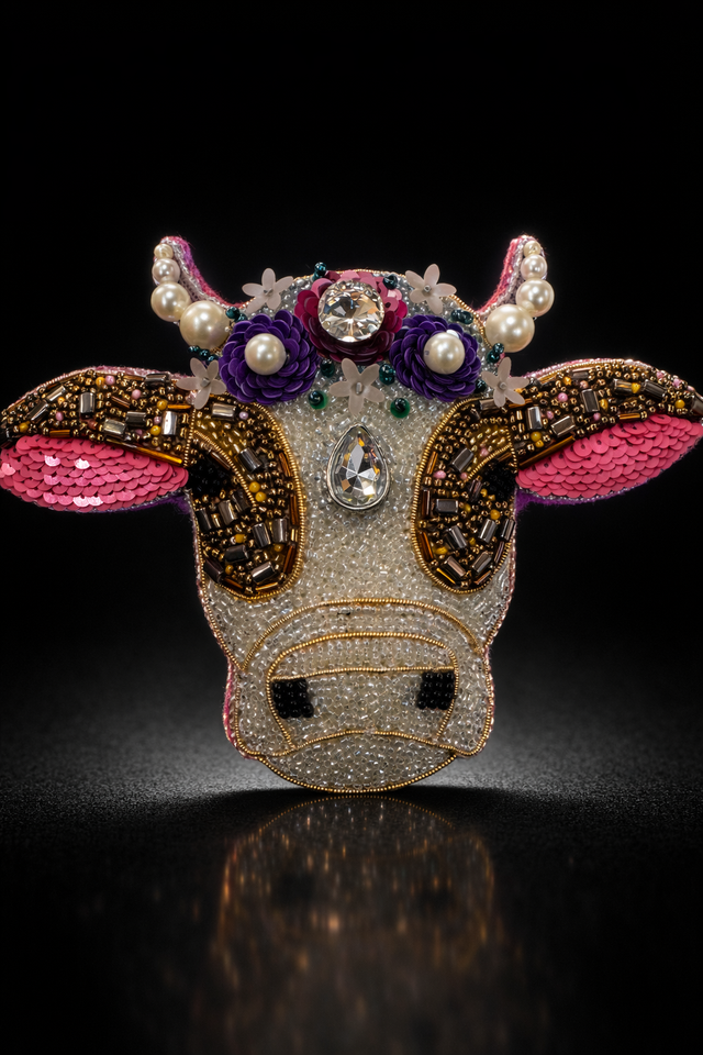 Anaario Flowery Cow Brooch pin
