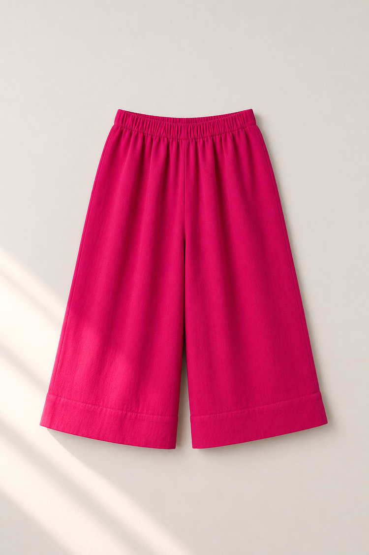 Fuchsia Moon-Star Kurta Set - pants flat lay