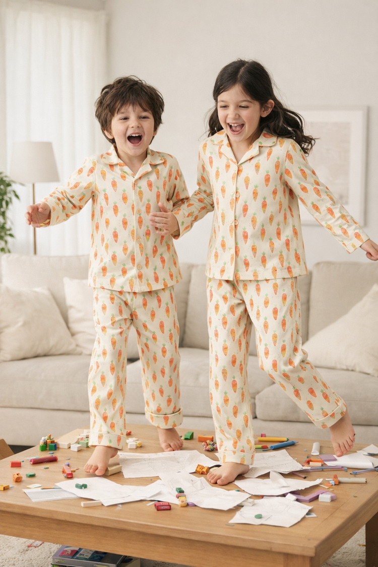 Girl wearing Anaario Garden Carrots Night Suit
